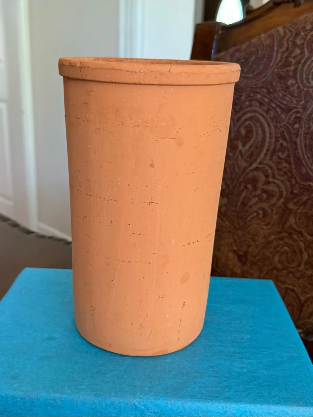 Vintage French Vallauris Terracotta Wine Barrel with Grapes and Leaves Design